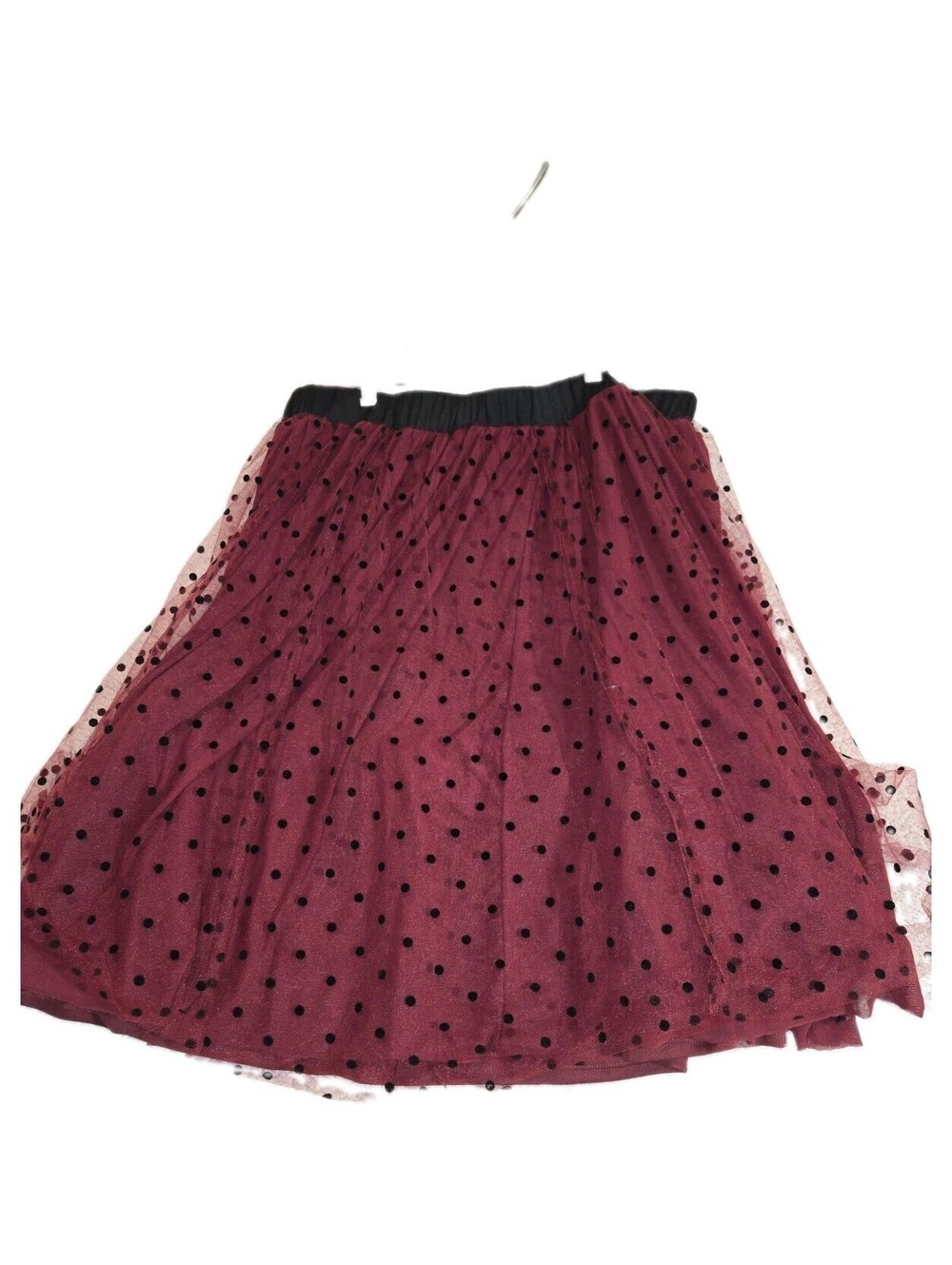 draper james Rsvp Skirt Sz XXL Burgundy Mesh Polka Dots Tulle Layers Whimsy Goth - Picture 8 of 9
